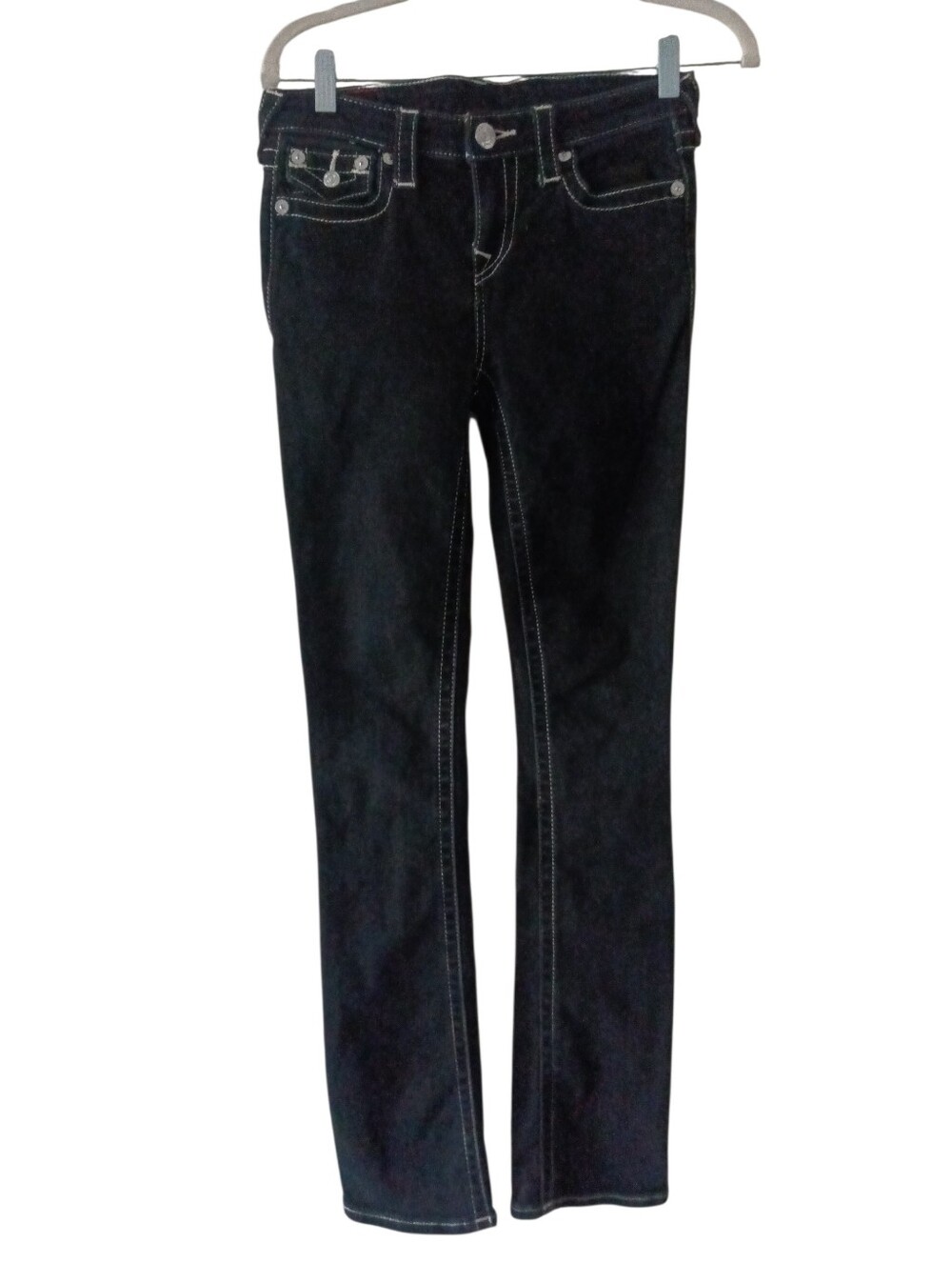 True Religion Becca Bootcut Jeans Black Dark Rinse Wash Size 28 EUC - Picture 4 of 12